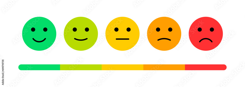 Feedback Emoji Emoticons Set Rating Scale Of Customer Satisfaction 