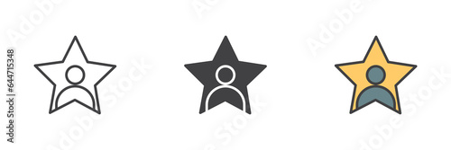 Person in a star different style icon set