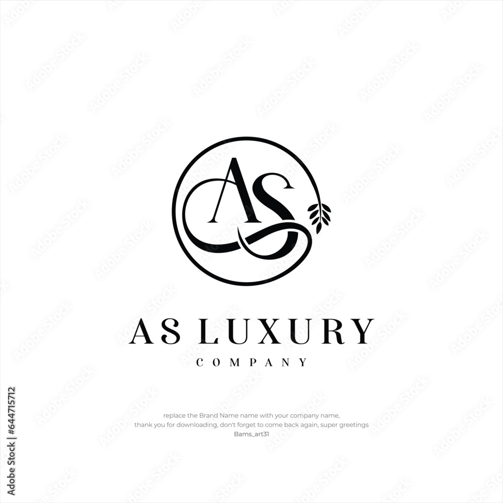 AS luxury Letter AS logo Design Template Premium Design Modern and Creative logo design inspiration vector illustration