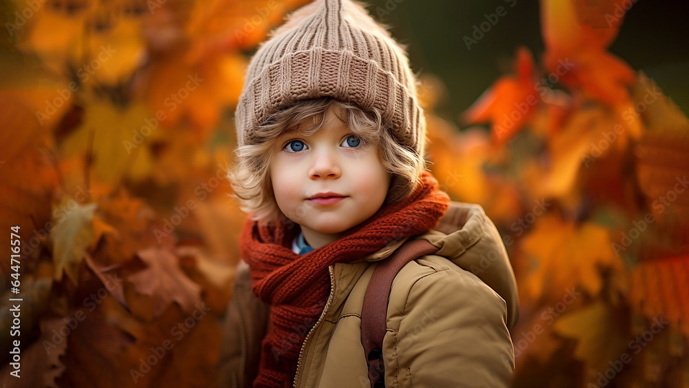 portrait of toddler in autumn clothes portrait of toddler in autumn clothes