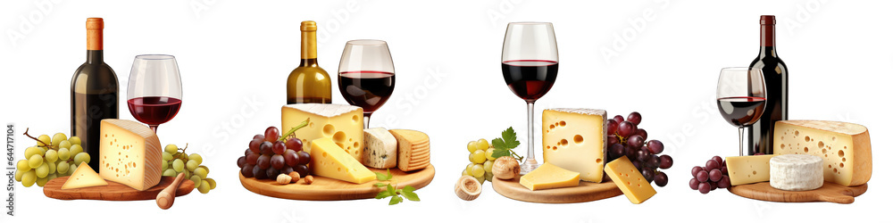 Wine and Cheese clipart collection, vector, icons isolated on transparent background