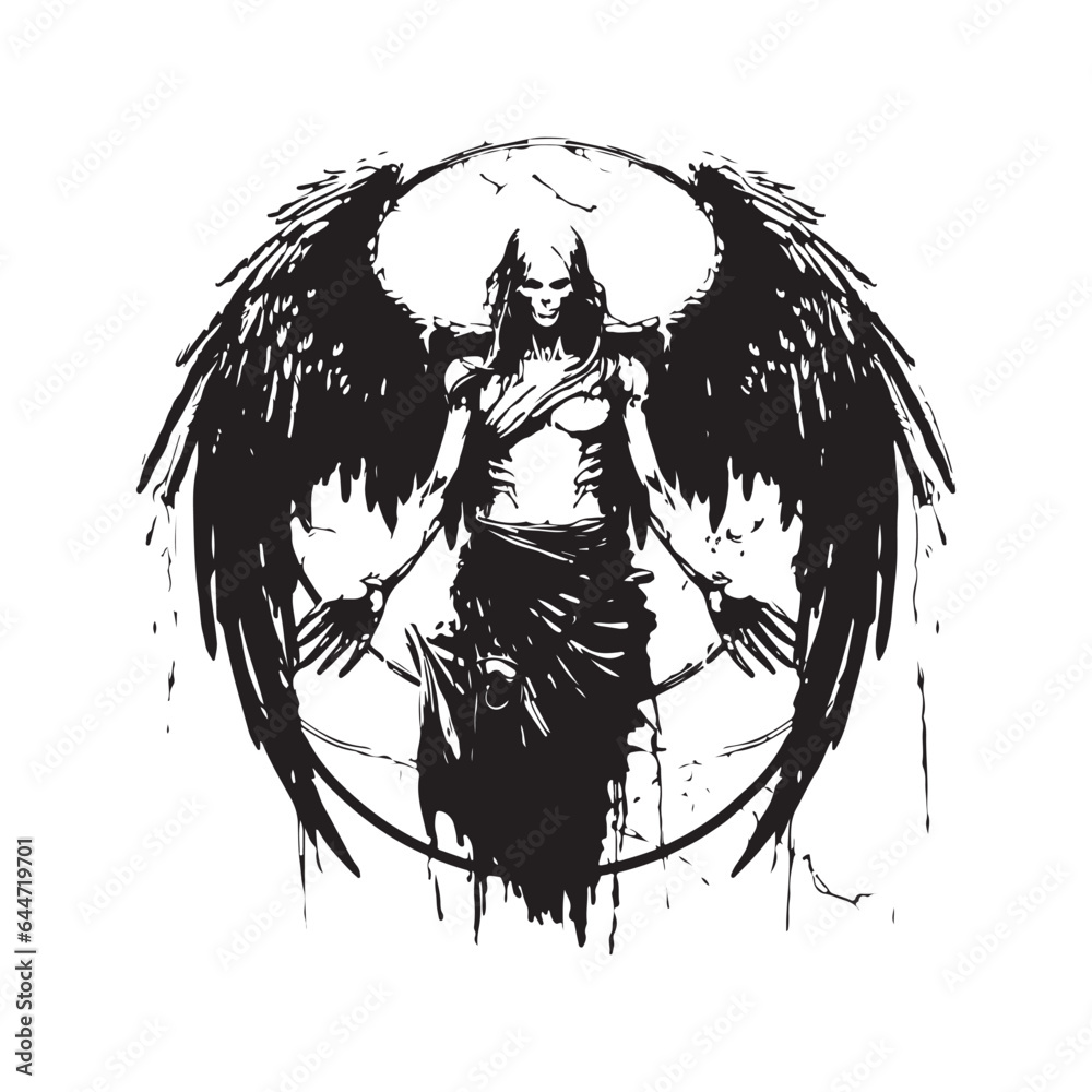 Obraz premium apocalyptic plague avenger, vintage hand drawn illustration