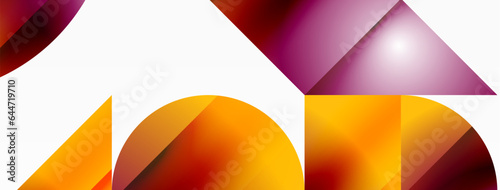 Serene gradient template. Circles and triangles mingle in minimalist perfection. Gentle fusion of forms and hues creates balanced yet captivating backdrop, embodying modern sophistication