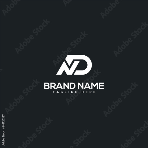 Abstract initial letter ND DN logo design template - vector photo