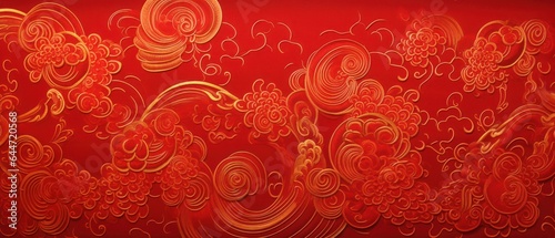 red and gold fabric swirling Elegance, chinese Detailed Woven Fabric Texture Background ,Pattern, Geenrative AI