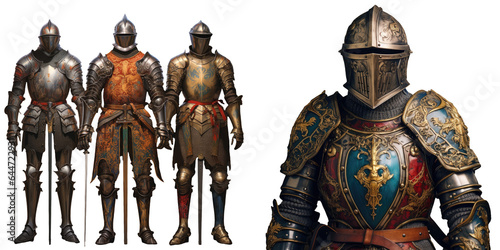 Full size medieval knight s complete armor transparent background