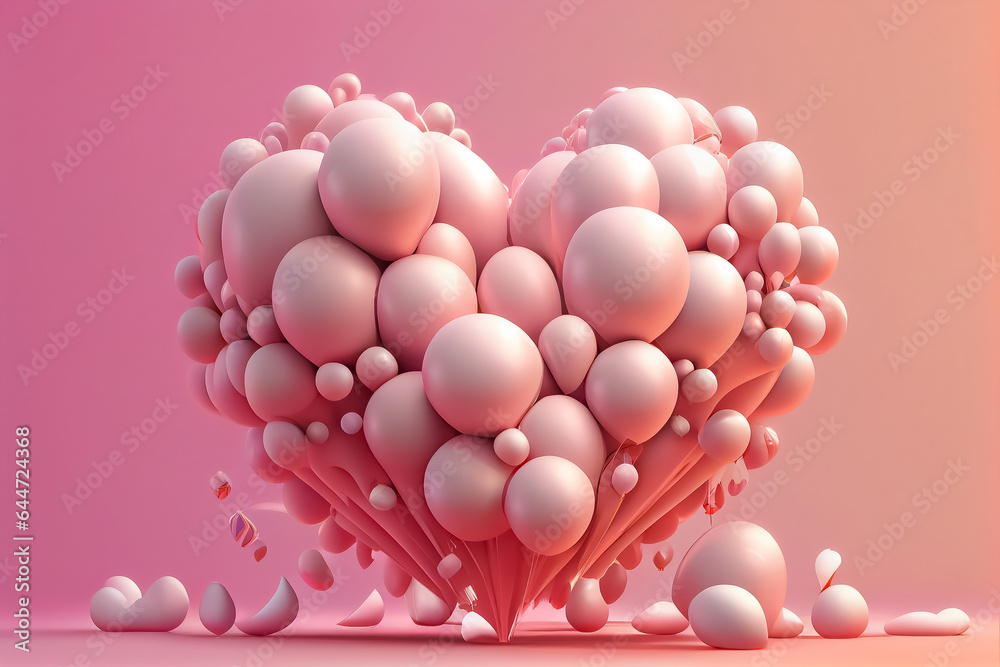 illustration of pink r baloons on same color background .