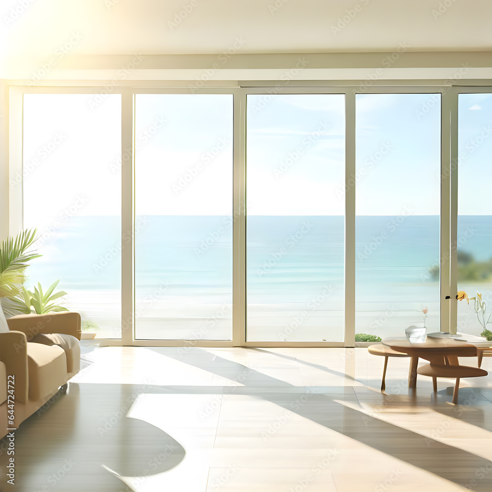 Fototapeta premium Room in the house with a view of the sea