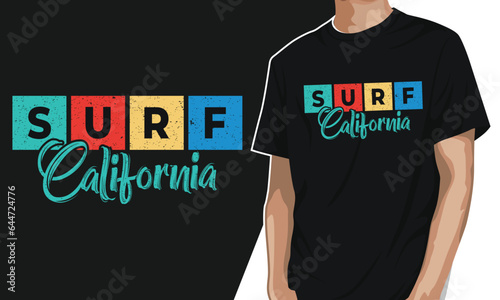grunge applied surf California vector design t-shirt editable template