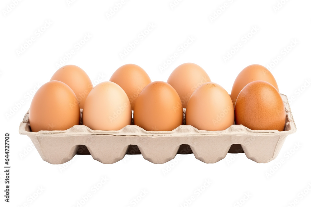 Eggs in carton isolated on white background PNG