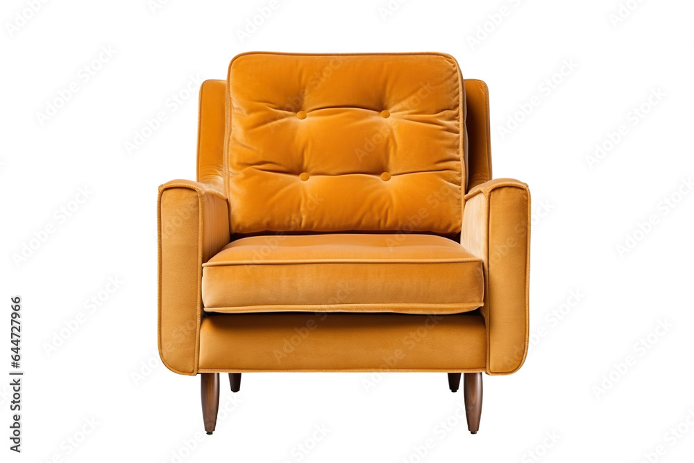 simple vintage color sofa chair from the side, isolated on a white background PNG