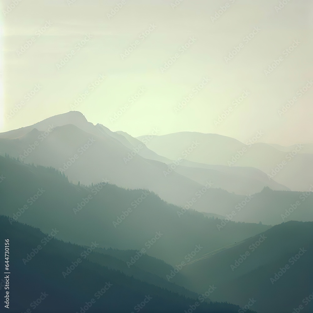 mountain landscape in the pale light of the sun