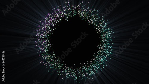 Abstract background 3D animation shiny particles and objects outburst and transformation. Great for scientific, technological, industrial, futuristic, sci-fi