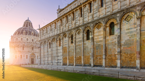 Beautiful architecture of Cathedral in Pisa at sunset- Tour tourism,travel,vacation in Italy