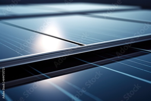 Generative ai closeup of solar panels are storing energy from the sun as renewable energy for a sustainable future.