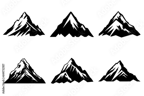 Mountains silhouette collection. Mockups for creating logos, badges, and emblems. Vector illustration