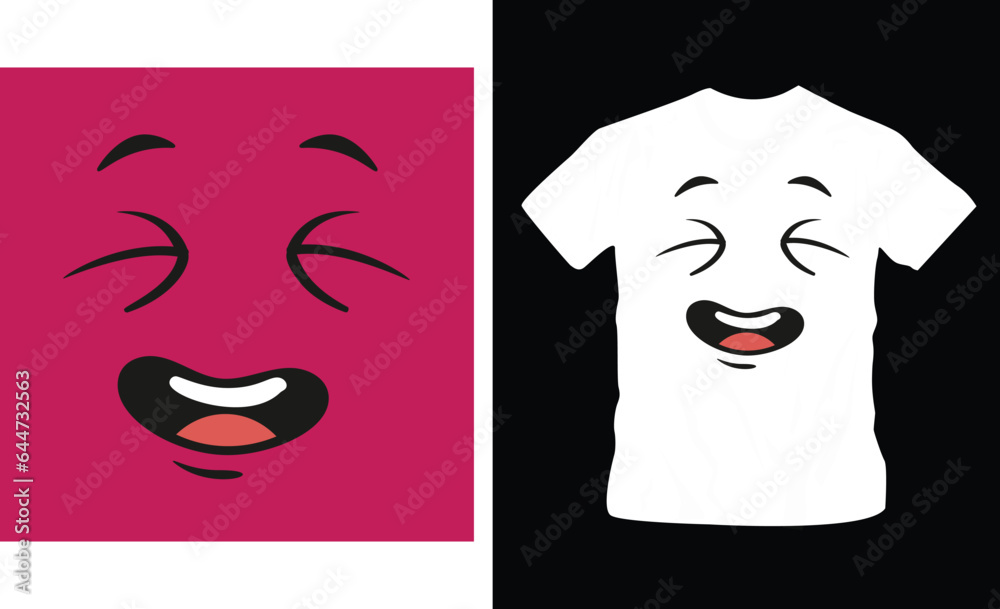 Cartoon face expressions. happy surprised faces, doodle characters mouth and eyes illustration cool shirt design editable template Cartoon face expressions. happy surprised faces, doodle characters mouth and eyes illustration cool shirt design editable template
