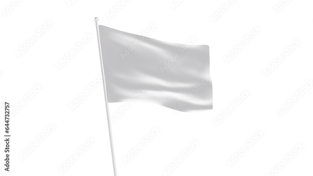 なびく白い旗の素材　3Dレンダリング　透過素材 - obrazy, fototapety, plakaty 