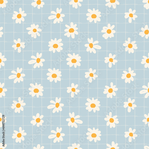 cute simple daisy wild flower pastel seamless pattern