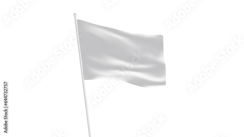 なびく白い旗の素材　3Dレンダリング　透過素材