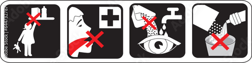 icon no children, do not drink, care eyes, do not mix