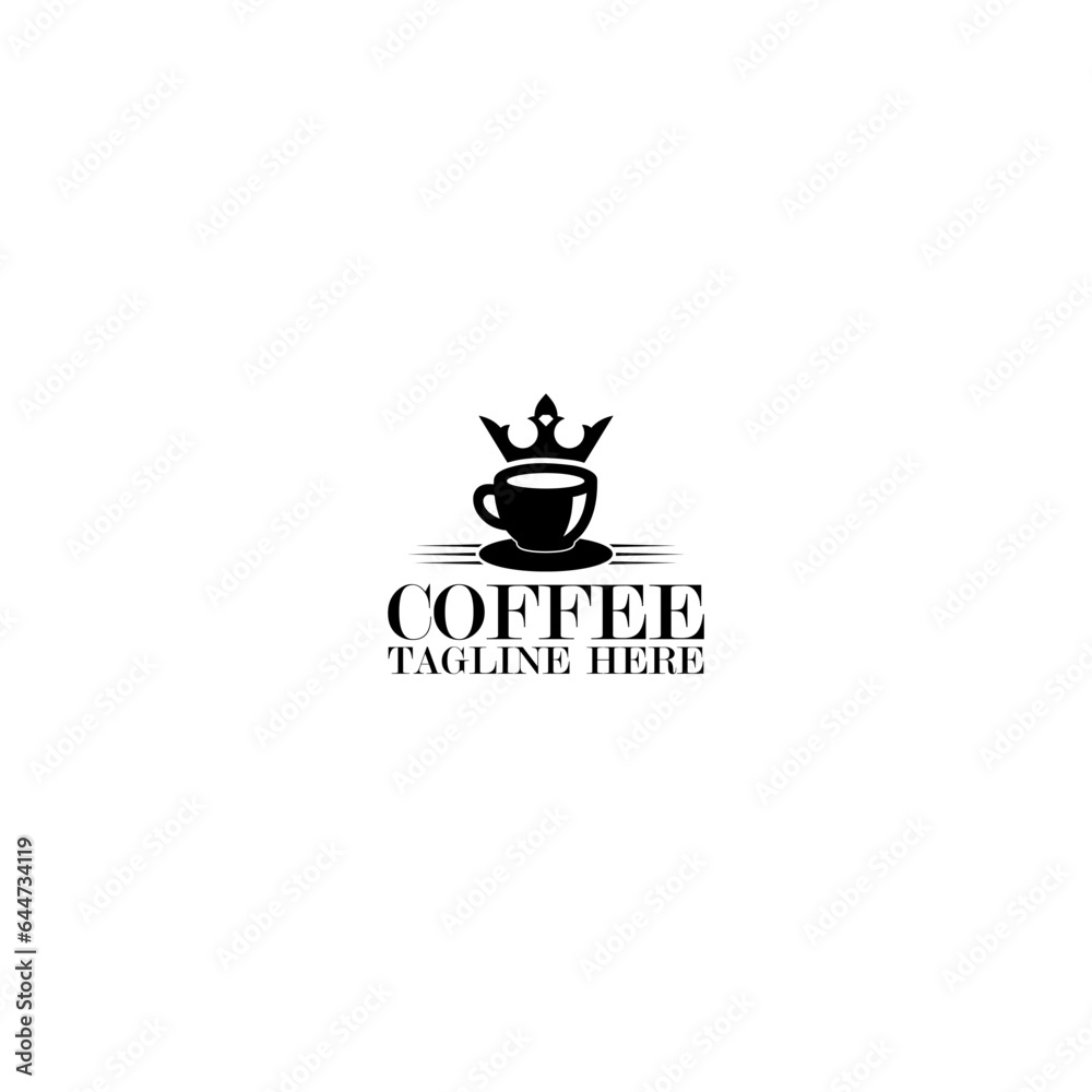 Coffee cup with crown icon illustration for logo template Coffee cup with crown icon illustration for logo template
