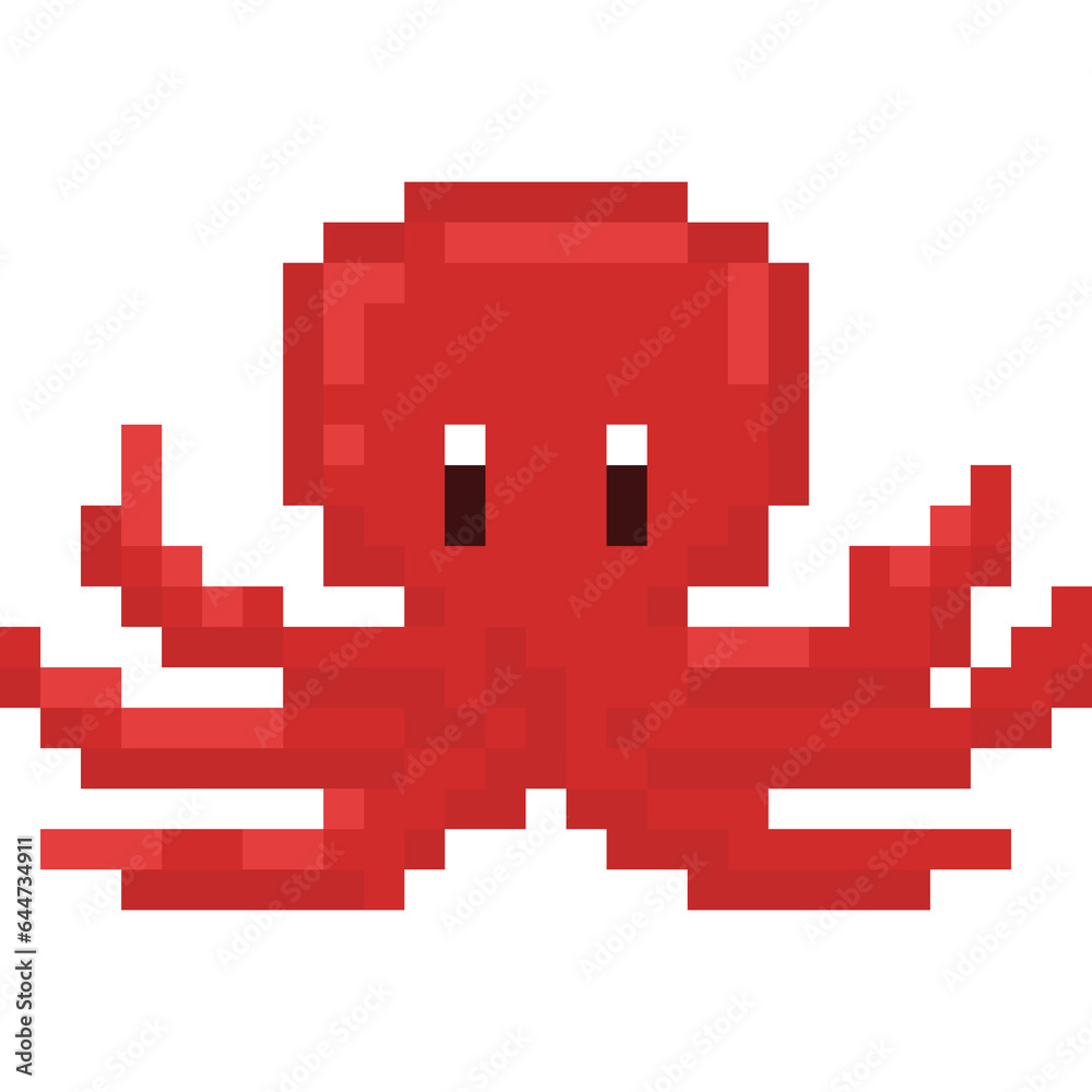 Pixel art cartoon octopus character Pixel art cartoon octopus character