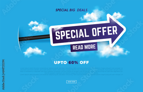 special offer sale banner template blue