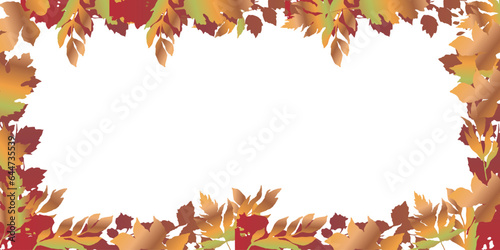 Vector background of autumn leaves scattering leaving an empty space in the middle