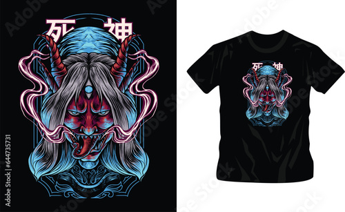 Shinigami japan culture vector shirt design editable template