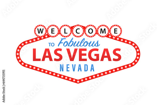 Classic retro welcome to Las Vegas sign. Simple modern flat style. Vector illustration