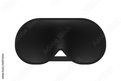 Eye sleep mask. Realistic sleeping mask for plane relax. Black sleep accessory object. Eye protection for rest night travel, blindfold for your design. Vector illustration