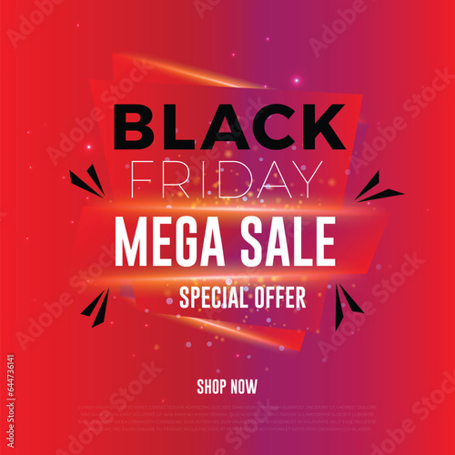 Modern Mega sale banner composition with flat discount background template abstract vector