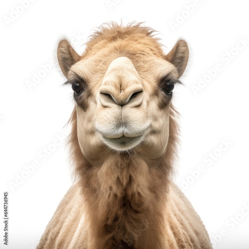 funny camel close up isolated in white