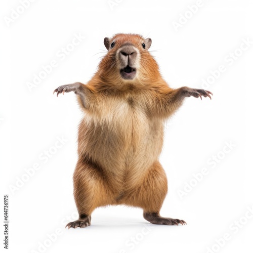funny capybara expression on white background