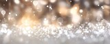 Bokeh background. Glittering vintage lights background. silver and white.