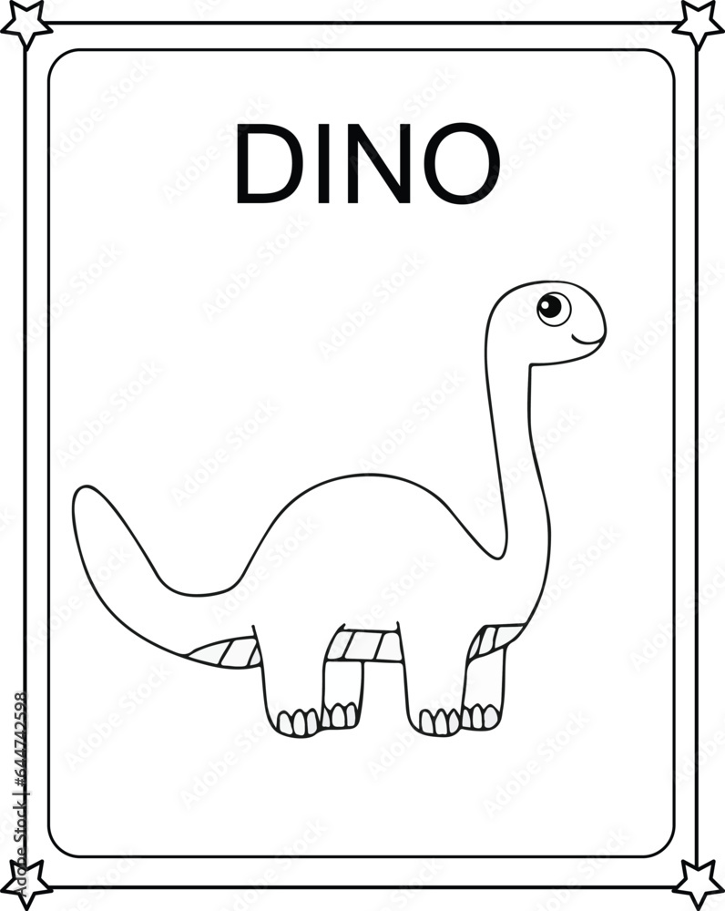 vector graphic illustration of Cute Funny Dinosaur for education children's coloring book