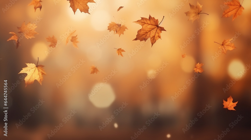 Autumn background with falling leaves and bokeh effect. Copy space Autumn background with falling leaves and bokeh effect. Copy space