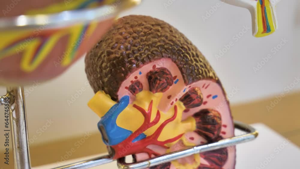 artificial kidney model of human kidney in closeup, kidney intersection