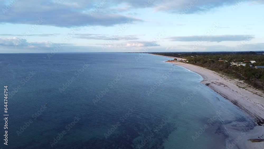 Descending View Over Geographe Bay With Gentle Waves Lapping Shore Descending View Over Geographe Bay With Gentle Waves Lapping Shore