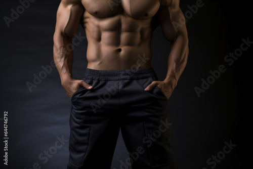 Man's trained abdominal muscles