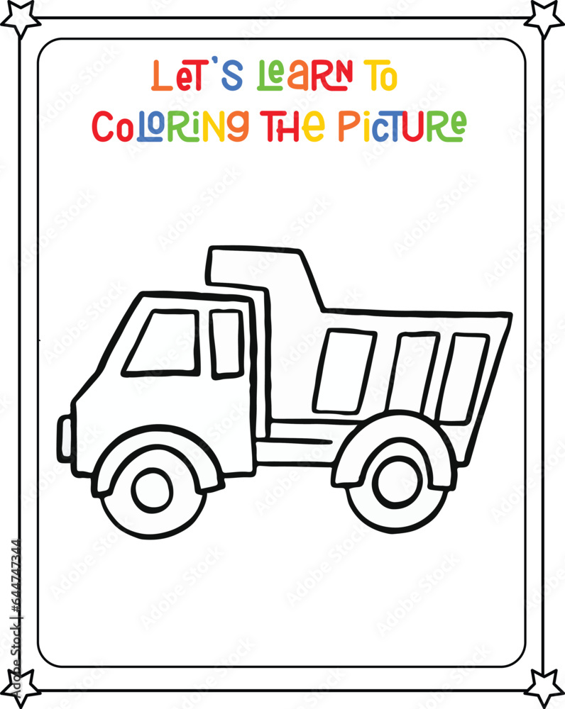 Simple truck drawing for coloring book. Suitable for children's coloring book stock