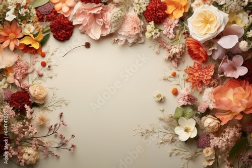 Blank Paper Flatlays With Flowers. Flowers with a paper mockup. © Igor