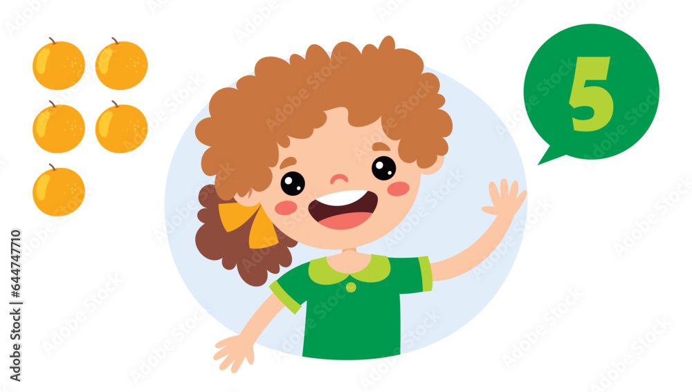 Cartoon Kid Character Counting Number Cartoon Kid Character Counting Number
