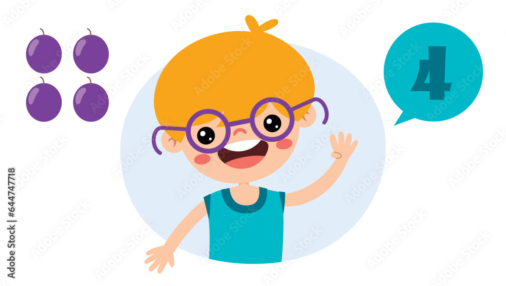 Cartoon Kid Character Counting Number Cartoon Kid Character Counting Number