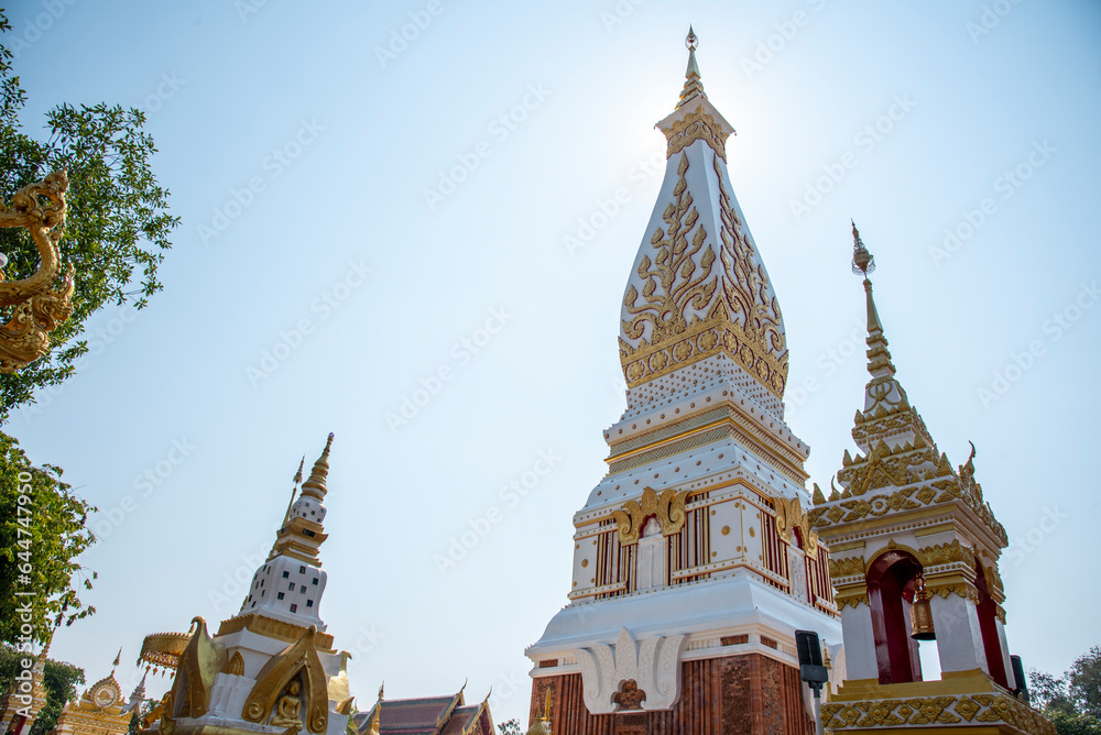 Fototapeta premium Wat Phra That Phanom Temple is the most famous landmark in Nakhon Phanom, Thailand