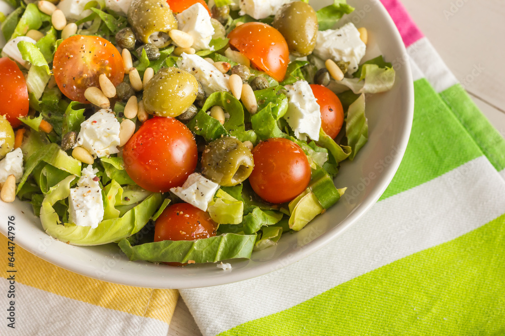 Greek salad with olives and fresh feta