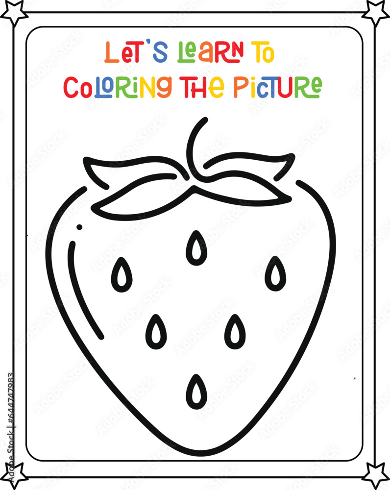 vector graphic illustration of strawberry for education children's coloring book