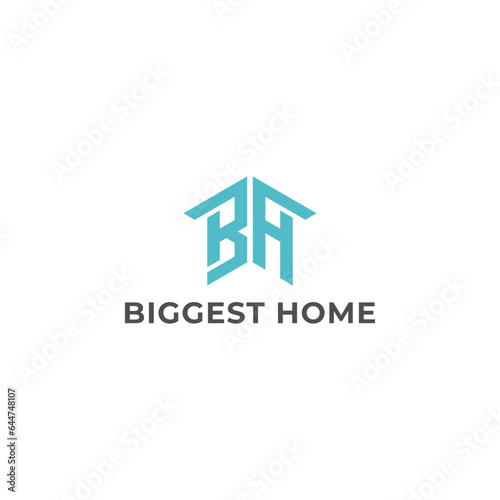 Letter BH or HB Line Abstract Creative Modern Business Logo in blue color isolated on a white background applied for high-end construction company logo design inspiration template