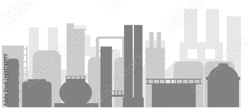 Modern Industrial Factory Plant Silhouettes. Goods production concept vector art.